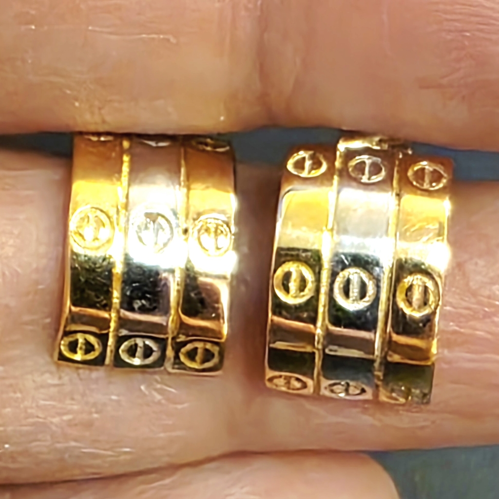 18k Tricolor Stud Earrings